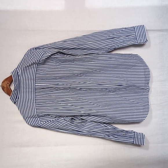 American Eagle Classic Fit Blue White Striped Long Sleeve Button Up Size Large - Picture 5 of 5